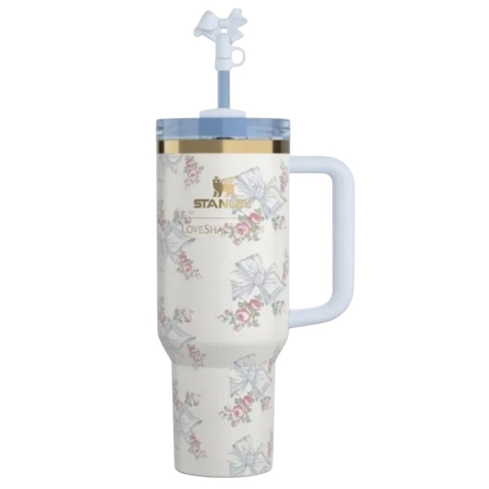 Stanley x LoveShackFancy Holiday Quencher‎ Tumbler 40 oz Rosa Beaux Blue NEW
